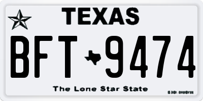TX license plate BFT9474