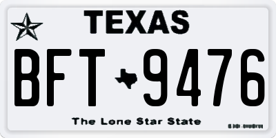TX license plate BFT9476