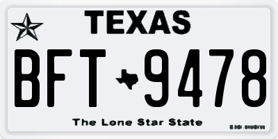 TX license plate BFT9478