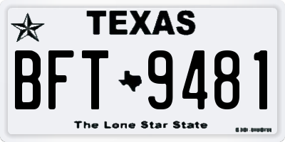 TX license plate BFT9481