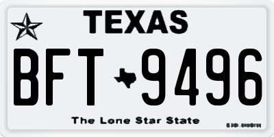 TX license plate BFT9496