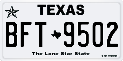 TX license plate BFT9502
