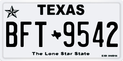 TX license plate BFT9542