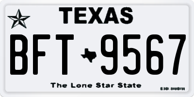 TX license plate BFT9567