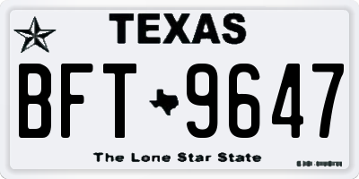 TX license plate BFT9647