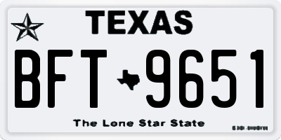 TX license plate BFT9651