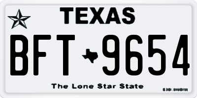 TX license plate BFT9654
