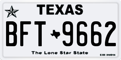 TX license plate BFT9662
