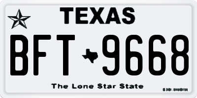 TX license plate BFT9668