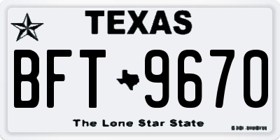 TX license plate BFT9670