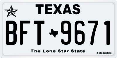TX license plate BFT9671