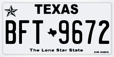 TX license plate BFT9672