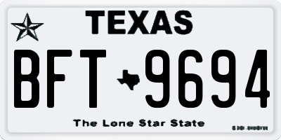 TX license plate BFT9694