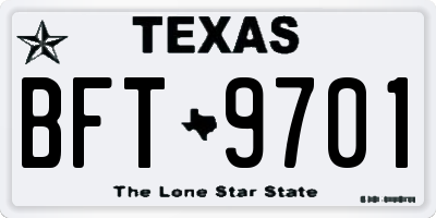 TX license plate BFT9701