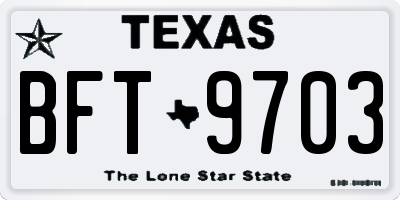 TX license plate BFT9703