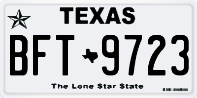 TX license plate BFT9723