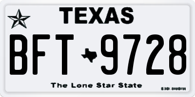 TX license plate BFT9728