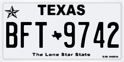 TX license plate BFT9742