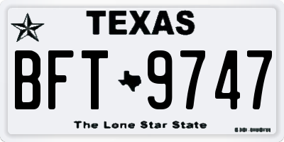 TX license plate BFT9747