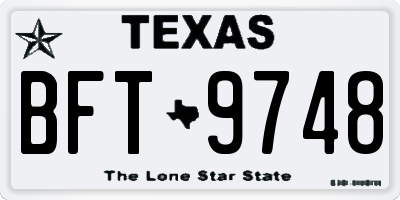 TX license plate BFT9748