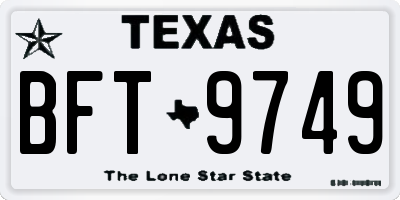 TX license plate BFT9749