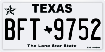 TX license plate BFT9752