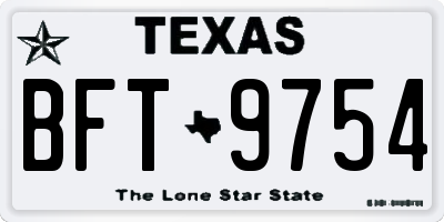 TX license plate BFT9754