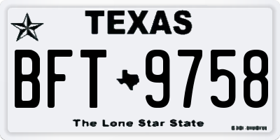 TX license plate BFT9758