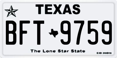 TX license plate BFT9759