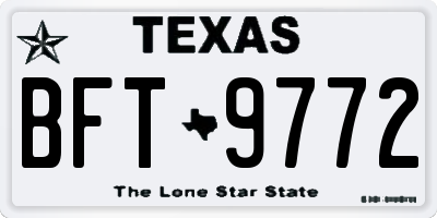 TX license plate BFT9772