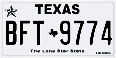 TX license plate BFT9774