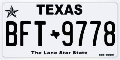 TX license plate BFT9778