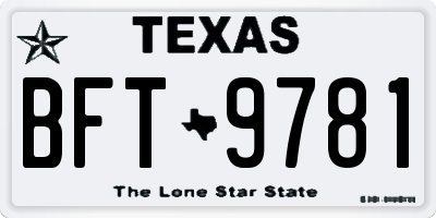 TX license plate BFT9781