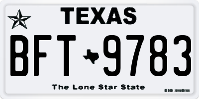 TX license plate BFT9783