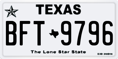 TX license plate BFT9796