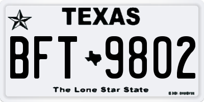 TX license plate BFT9802