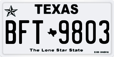 TX license plate BFT9803