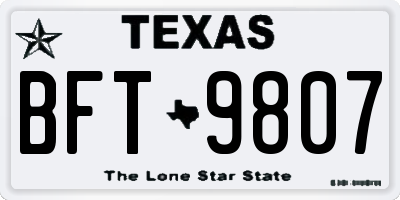 TX license plate BFT9807