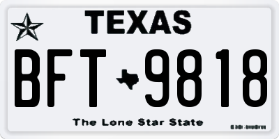 TX license plate BFT9818