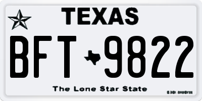 TX license plate BFT9822