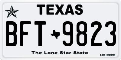 TX license plate BFT9823