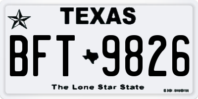 TX license plate BFT9826