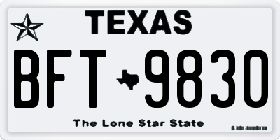 TX license plate BFT9830