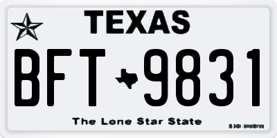 TX license plate BFT9831