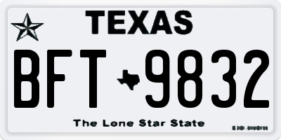 TX license plate BFT9832