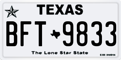 TX license plate BFT9833