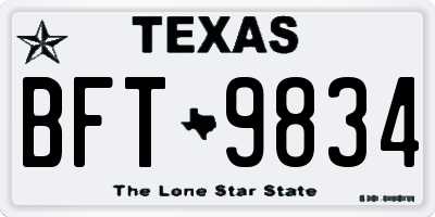 TX license plate BFT9834