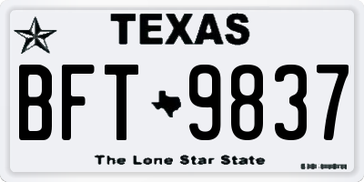 TX license plate BFT9837
