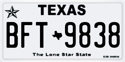 TX license plate BFT9838