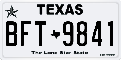 TX license plate BFT9841
